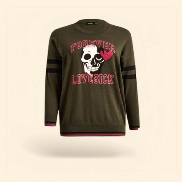 TORRID LOVESICK Plus Size Warm Crew Neck Skull Heart Graphic Sweater 3X - Picture 1 of 16